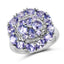 Bague de fiançailles en argent sterling avec tanzanite véritable de 2,92 carats