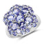 Anillo de Compromiso de Plata Esterlina con Tanzanita Genuina de 3.91 Quilates