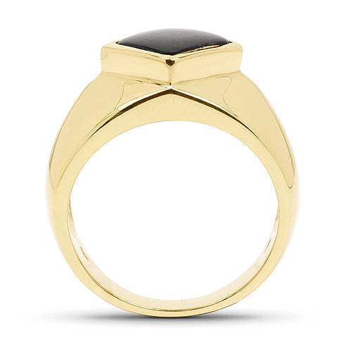 14K Yellow Gold Plated Black Onyx Cluster Ring
