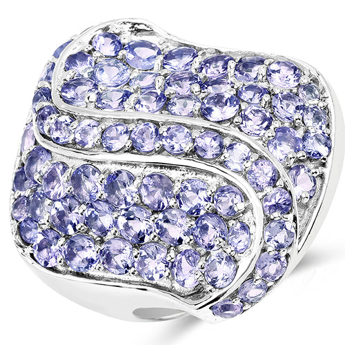 Bague de fiançailles en argent sterling avec tanzanite véritable de 3,65 carats