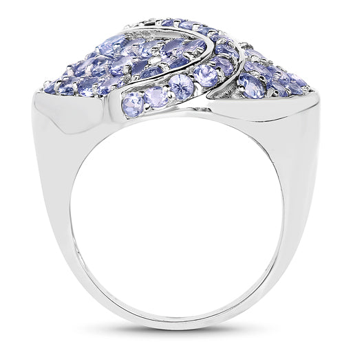 Bague de fiançailles en argent sterling avec tanzanite véritable de 3,65 carats