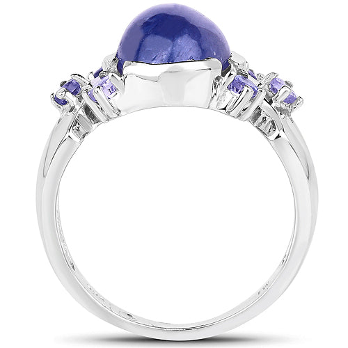 3.76 Carat Genuine Tanzanite Sterling Silver Engagement Ring