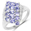 Anillo de Clúster de Tanzanita Genuina de 1.85 Quilates en Plata Esterlina