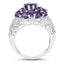 3.29 Carat Genuine Amethyst Cluster Ring in Sterling Silver