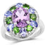 3.89 Carat Amethyst, Tanzanite & Chrome Diopside Sterling Silver Ring