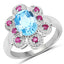 2.28 Carat Swiss Blue Topaz & Ruby Sterling Silver Ring