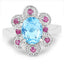 2.28 Carat Swiss Blue Topaz & Ruby Sterling Silver Ring