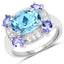 4.13 Carat Swiss Blue Topaz & Tanzanite Sterling Silver Ring