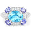 4.13 Carat Swiss Blue Topaz & Tanzanite Sterling Silver Ring