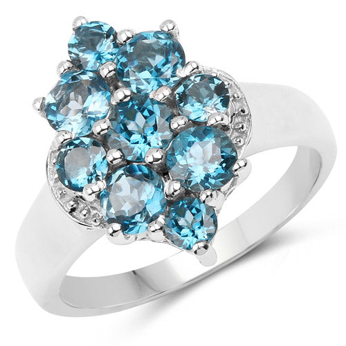 2.16 Carat London Blue Topaz Sterling Silver Engagement Ring