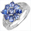 1.65 Carat Genuine Tanzanite Cluster Ring in Sterling Silver