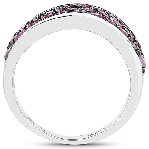 2.33 Carat Genuine Ruby Cluster Ring in Sterling Silver