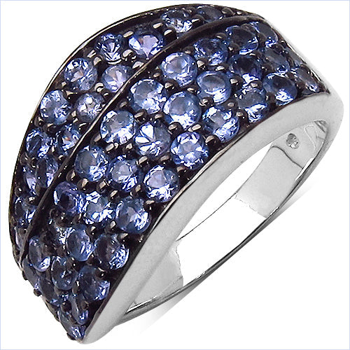 1.68 Carat Genuine Tanzanite Sterling Silver Engagement Ring