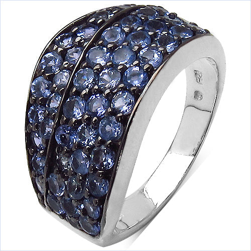 1.68 Carat Genuine Tanzanite Sterling Silver Engagement Ring
