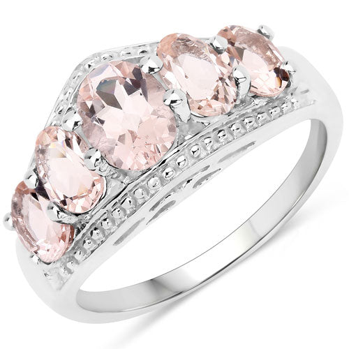 1.96 Carat Genuine Morganite Sterling Silver Engagement Ring