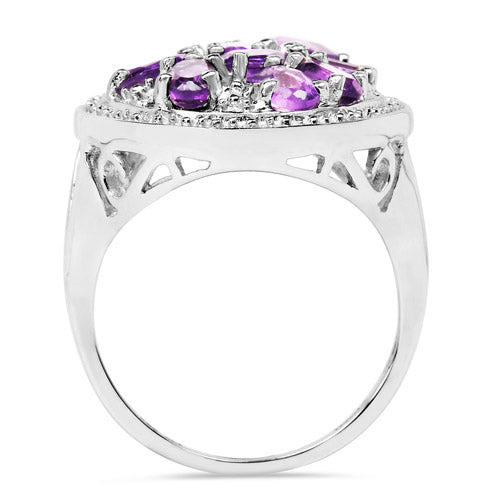 Elegant Floral Amethyst Ring in .925 Sterling Silver