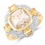 14K Yellow Gold Plated 4.07 Carat Golden Rutile & Citrine Ring