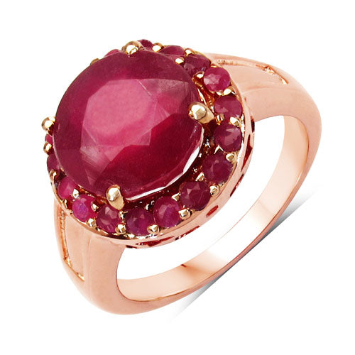 5.01 Carat Glass Filled Ruby Halo Ring in Sterling Silver