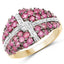 14K Yellow Gold Plated Ruby Cluster Ring in Sterling Silver