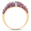 14K Yellow Gold Plated Ruby Cluster Ring in Sterling Silver