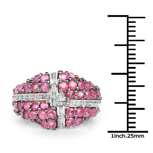 14K Yellow Gold Plated Ruby Cluster Ring in Sterling Silver