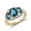 Bague en Topaze Bleue de Londres et Topaze Blanche Plaquée Or Jaune 14K