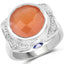 Bague en argent sterling avec pierre de lune pêche et tanzanite de 5,99 carats