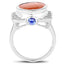 Bague en argent sterling avec pierre de lune pêche et tanzanite de 5,99 carats