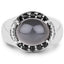 5.68 Carat Genuine Grey Moonstone & Black Spinel Ring