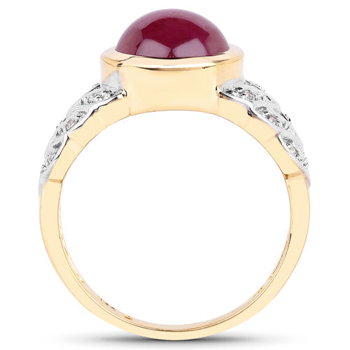 5.11 Carat Glass Filled Ruby & White Topaz Sterling Silver Ring