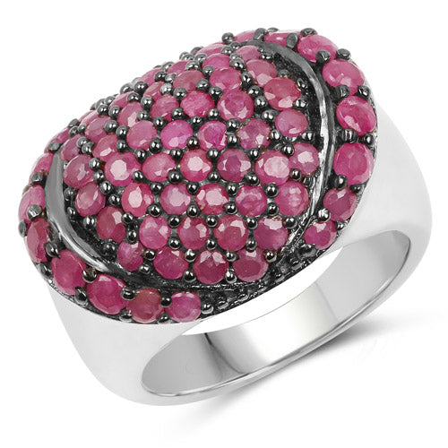 3.35 Carat Genuine Ruby .925 Sterling Silver Engagement Ring