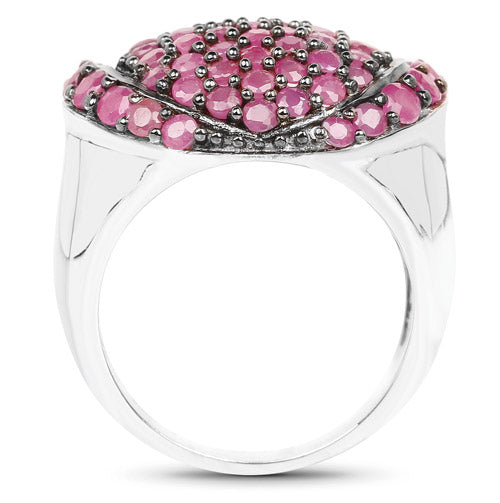 3.35 Carat Genuine Ruby .925 Sterling Silver Engagement Ring
