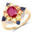 14K Yellow Gold Plated Multi Stone Engagement Ring