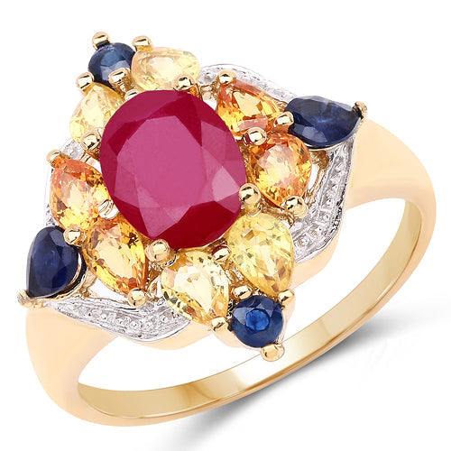 14K Yellow Gold Plated Multi Stone Engagement Ring