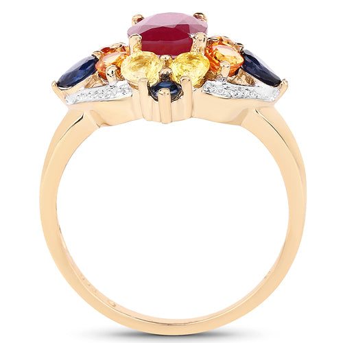 14K Yellow Gold Plated Multi Stone Engagement Ring