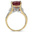 14K Yellow Gold Plated 4.00 Carat Ruby Sterling Silver Ring