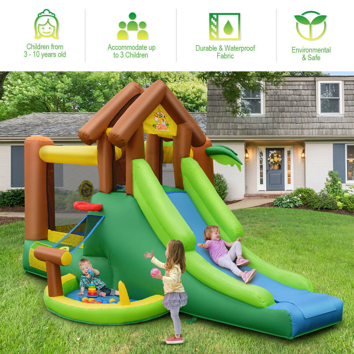 Casa Inflable de Jungle para Niños con Ventilador