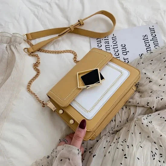 Bolso Cruzado de Cuero con Cadena Premium