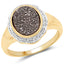 Anillo de Cuarzo Drusy de Plata de Ley Baño de Oro de 14K