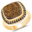 Anillo de cóctel de cuarzo drusy y espinela negra chapado en oro amarillo de 14K