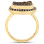 Anillo de cóctel de cuarzo drusy y espinela negra chapado en oro amarillo de 14K