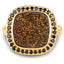 Anillo de cóctel de cuarzo drusy y espinela negra chapado en oro amarillo de 14K