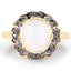 3.04 Carat White Moonstone & Black Diamond Sterling Silver Ring