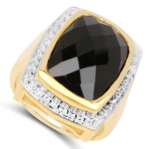 14K Yellow Gold Plated Black Onyx Cocktail Ring