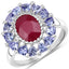 Bague de fiançailles en argent sterling avec rubis et tanzanite de 3,70 carats