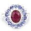 Bague de fiançailles en argent sterling avec rubis et tanzanite de 3,70 carats