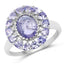 Bague de fiançailles en argent sterling avec tanzanite véritable de 3,85 carats