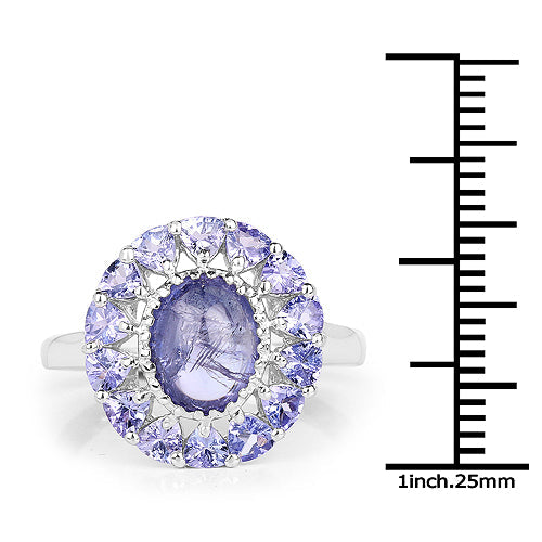 Bague de fiançailles en argent sterling avec tanzanite véritable de 3,85 carats