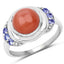 3.01 Carat Peach Moonstone & Tanzanite Sterling Silver Ring