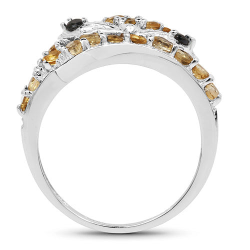 1.00 Carat Citrine & Black Spinel Sterling Silver Ring